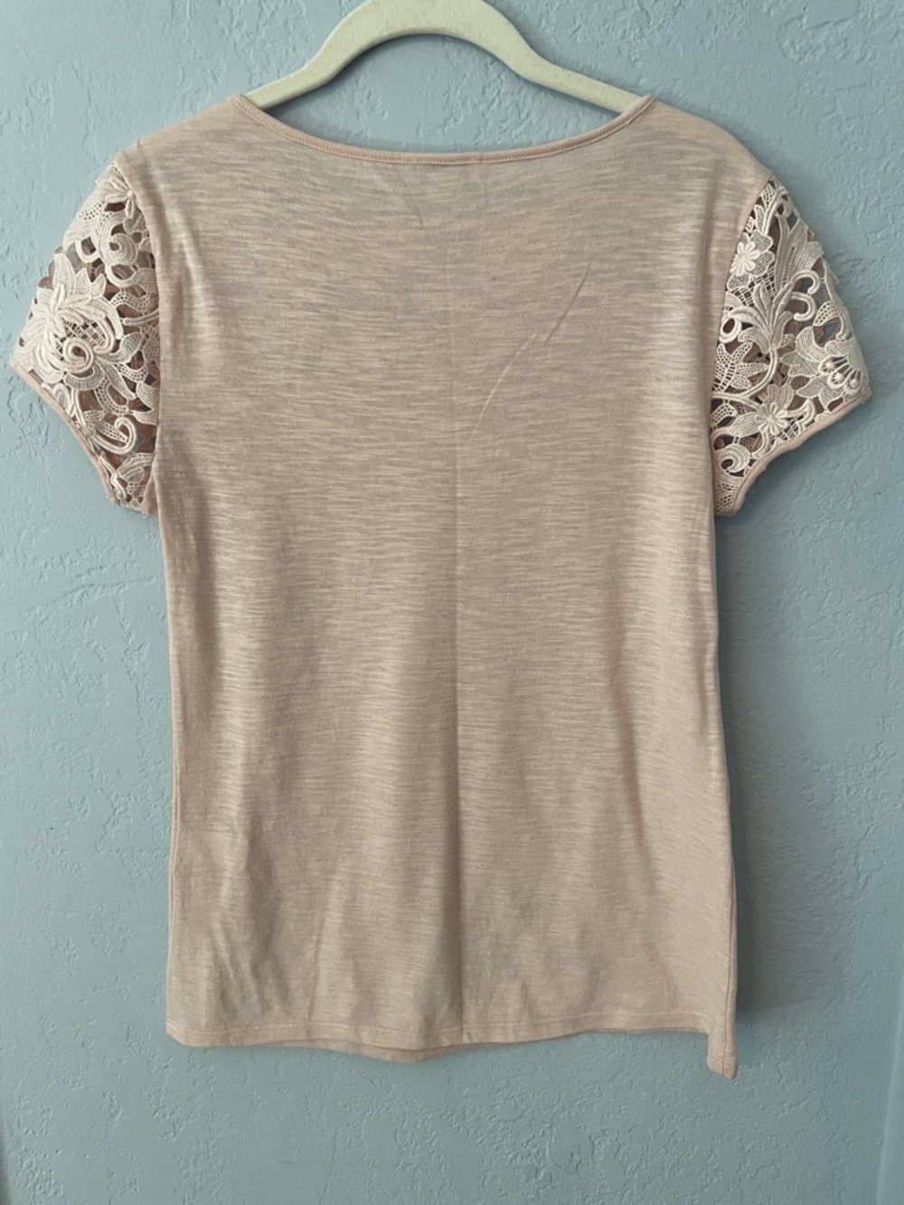 Sundance Blush Lace-Yoke Short Sleeve Tee - Picture 2 of 7